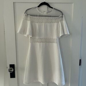 Sandro Embroidered White Mini Dress, Size 3 (runs small, like US 6), Bridal